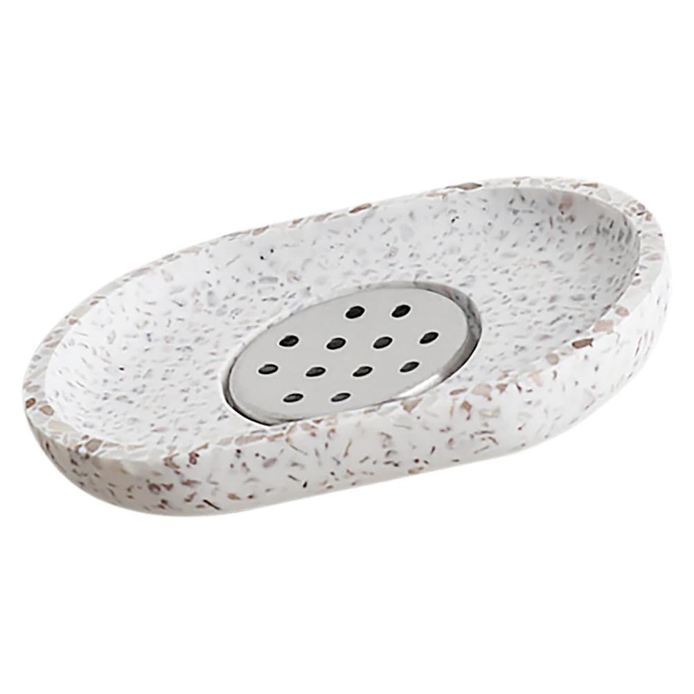 

1pcs Soap Dish Holder Tray for Bathroom Sink Kitchen Counter White Draining Dishes Travel Self Draining Soap Dish for Shower Non