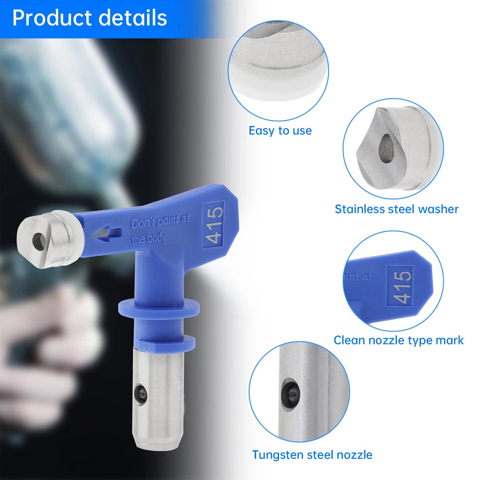 300mm Airless Paint Spray Gun Tip Extension Pole Rod with Spray Tips Spacers Nozzle Seats Universal Sprayer Tool Painting Wand