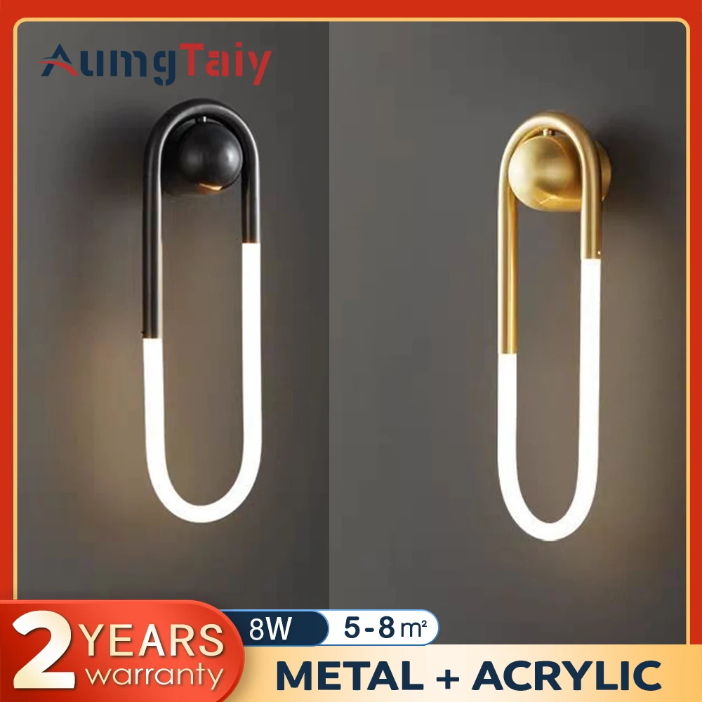 

Modern Minimalist LED Wall Light Mounted Black Wall Sconce for Background Parlor Bedroom Aisle Stairs Wall Lamp Home Decor