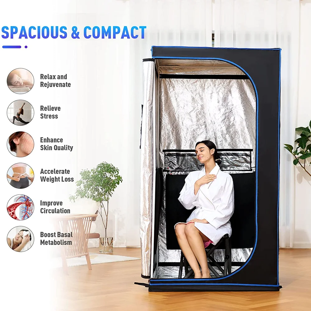 Portable Far Infrared Sauna Hot Sale Full Body Home Spa Bath with Heating Foot Pad and Fold Chair New Style