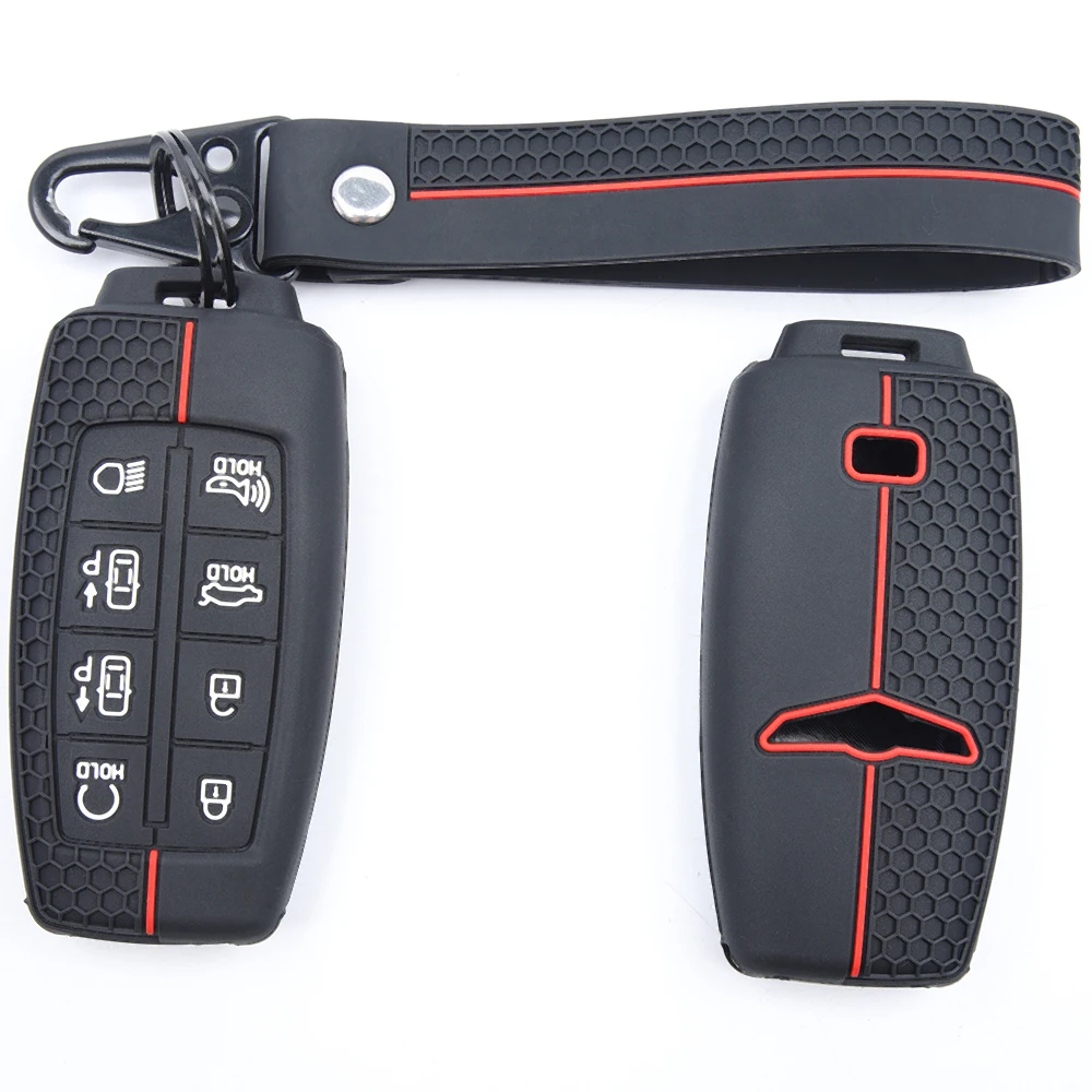 For Hyundai Genesis G80 GV70 GV80 2019 2020 2021 2022 Protective Silicone Remote Key Case Carabiner Strap Button Access