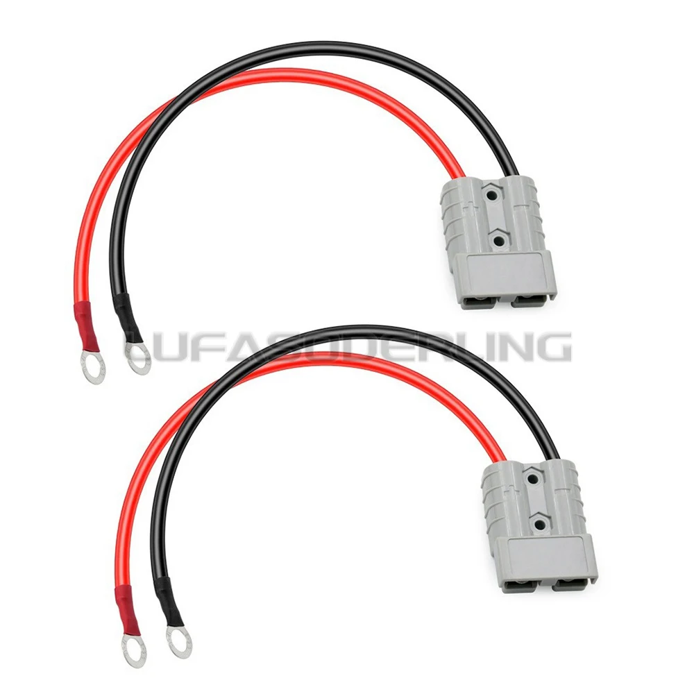 2pcs 50A Battery Quick Connector Plug 8AWG 30cm 600V Waterproof Cable w/ Terminals for Lifepo4 Golf Cart RV Solar Power Transfer