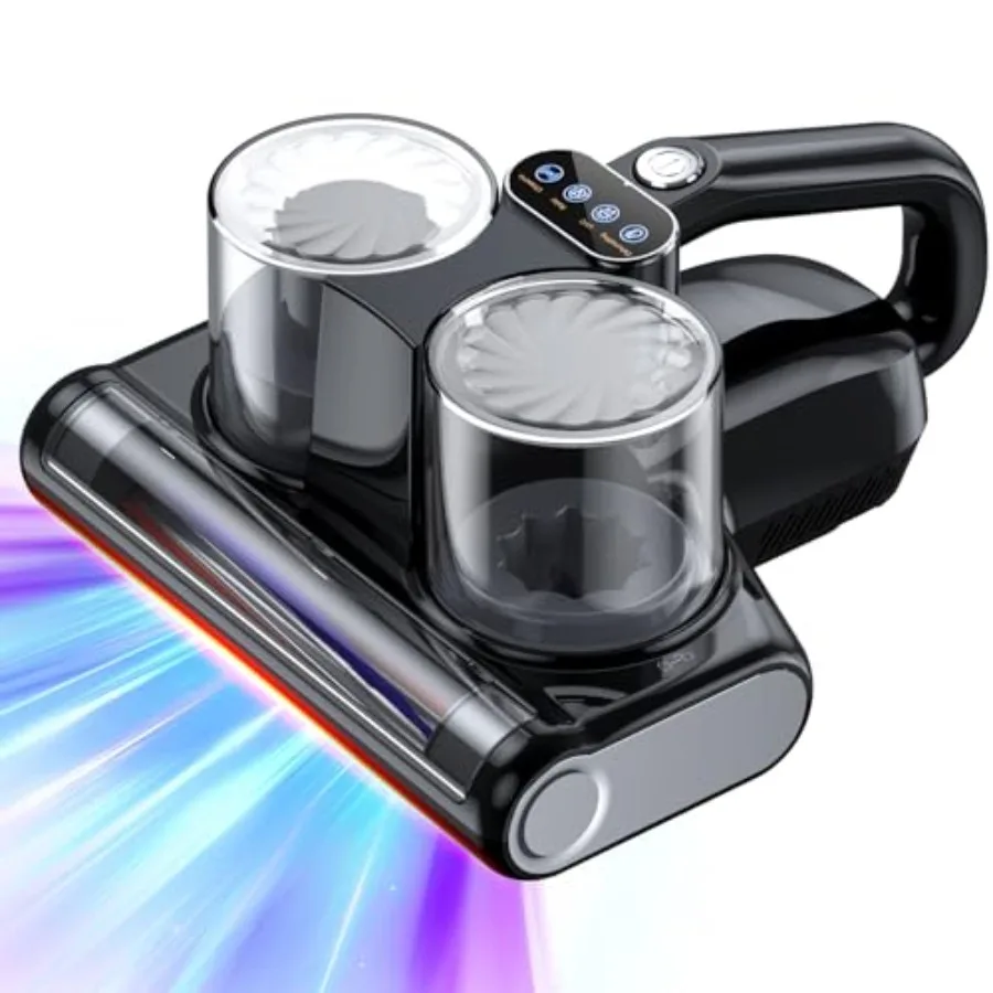 Mattress Vacuum Bed Vacuum Cleaner 16Kpa Suction 253.7nm UV-C Light 140°F Heated Air 30000 RPM Brushroll Ultrasonic HEPA Filter