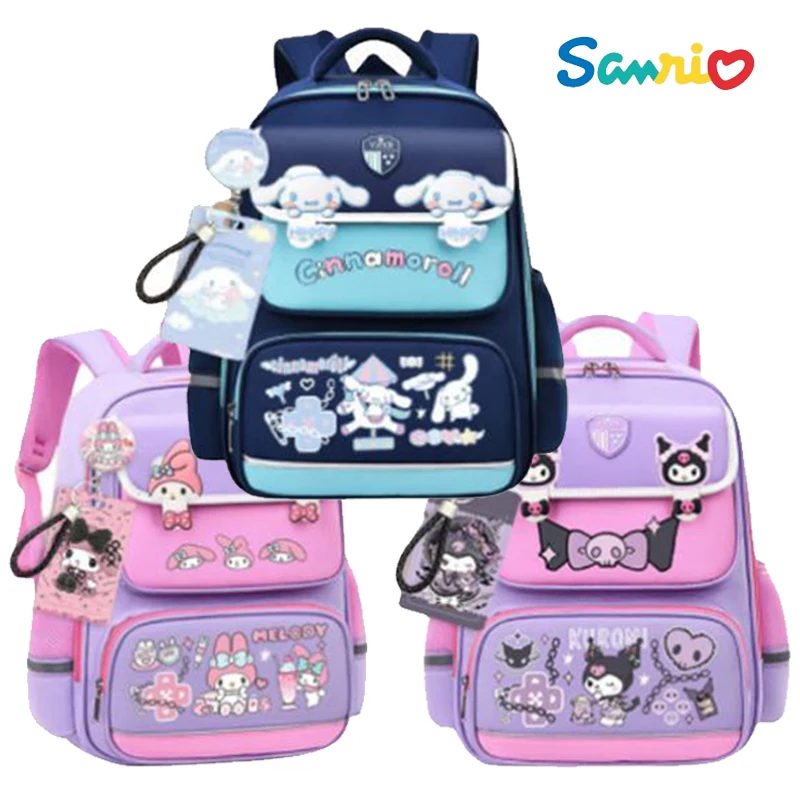 Sanrios My Melody Kuromi Cinnamoroll Girl Backpack Pupils Kid Large-Capacity Load-Reducing Ridge Protection Waterproof Schoolbag