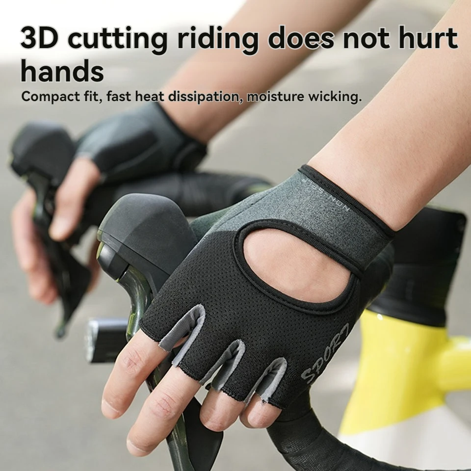 Fahrrad-Sport-Halbfingerhandschuhe Atmungsaktive Rutschfeste MTB-Fahrradhandschuhe Schweißabsorbierende Elastische Fitness-Trainings-Gym-Outdoor-Handschuhe – Detail 6