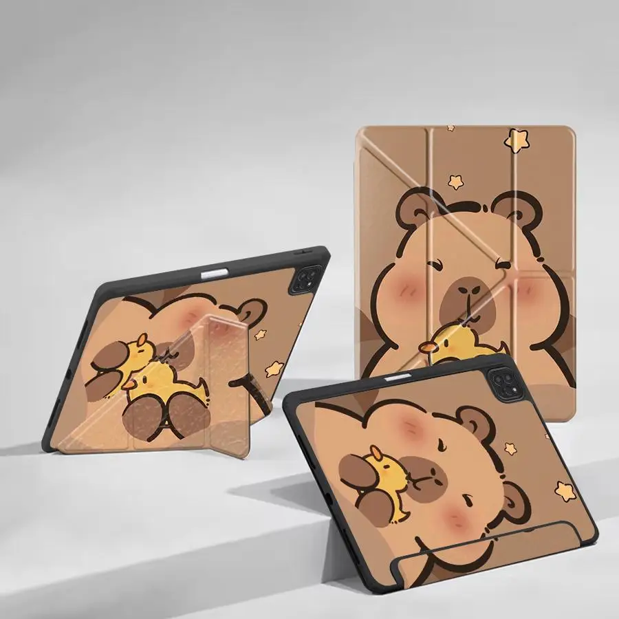 Cartoon Capybara Tablet Case For iPad Mini 6 7 Pro 2025 Pro 11th 10th 9th 8th 7th 12.9inch Air 4 5 M3 M2 1 2 M4 11inch Holder