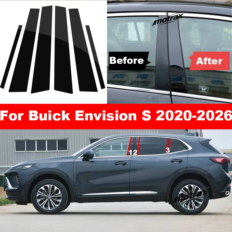 Car Window Trim Cover for Buick Envision S 2020-2026 Middle Pillar Stickers B C Column Posts Black Carbon Fiber Accessories