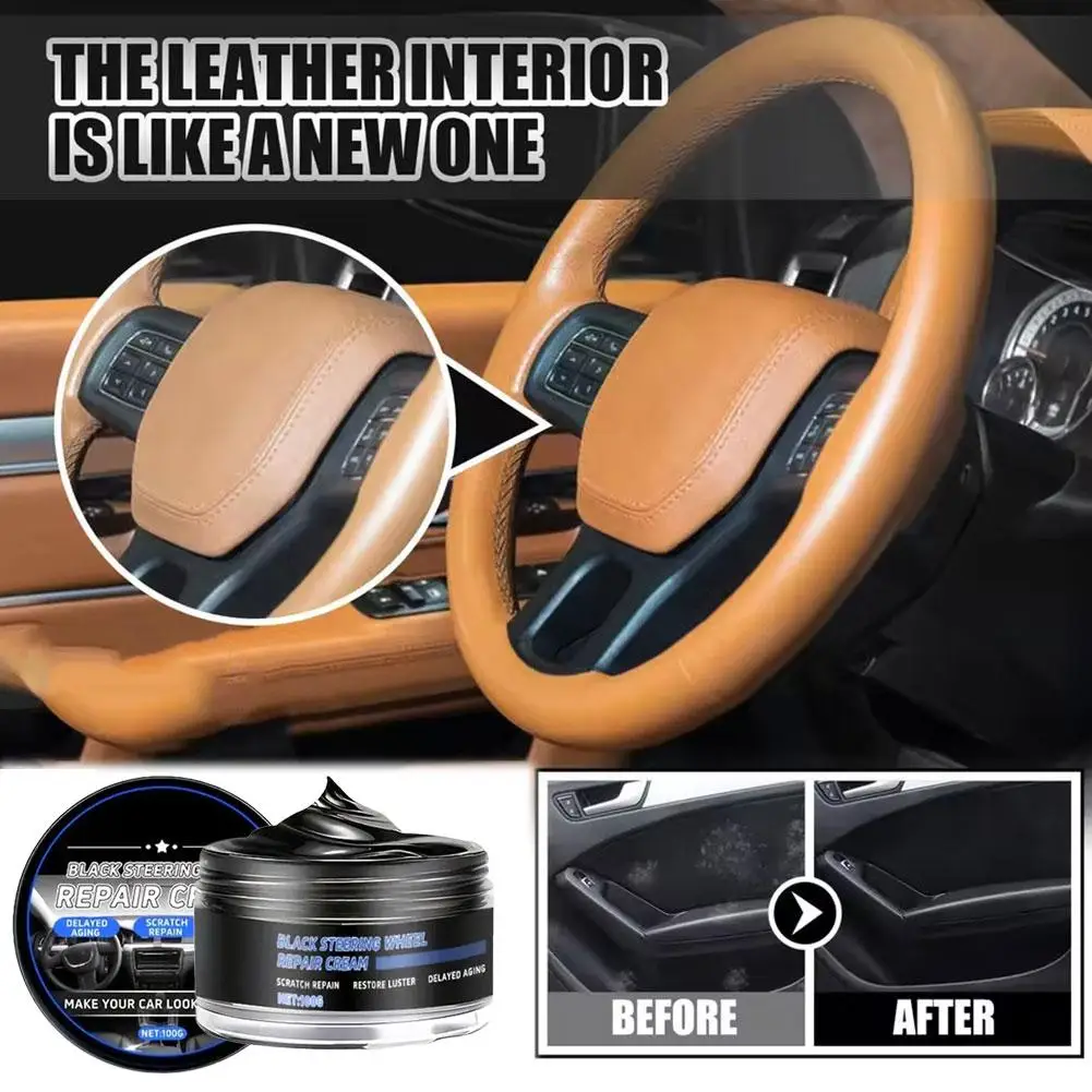 

Car Steering Wheel Repair Paste Restores Black Gloss, Tools & Peeling Removes Cracking, Easy Application Finish, Plastic-Li N3U1