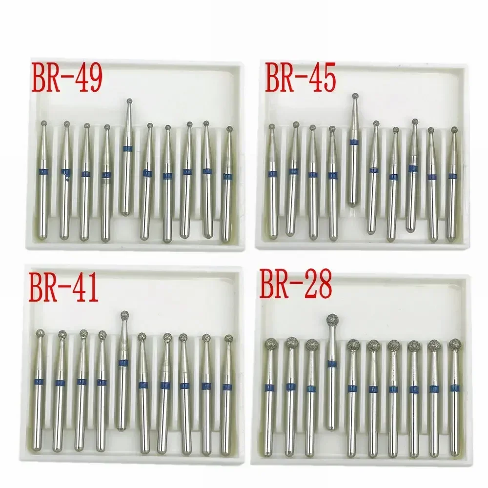 10pcs/box Dental Diamond Burs Drill FG Diamond 1.6mm Shank for High Speed Handpiece Burs