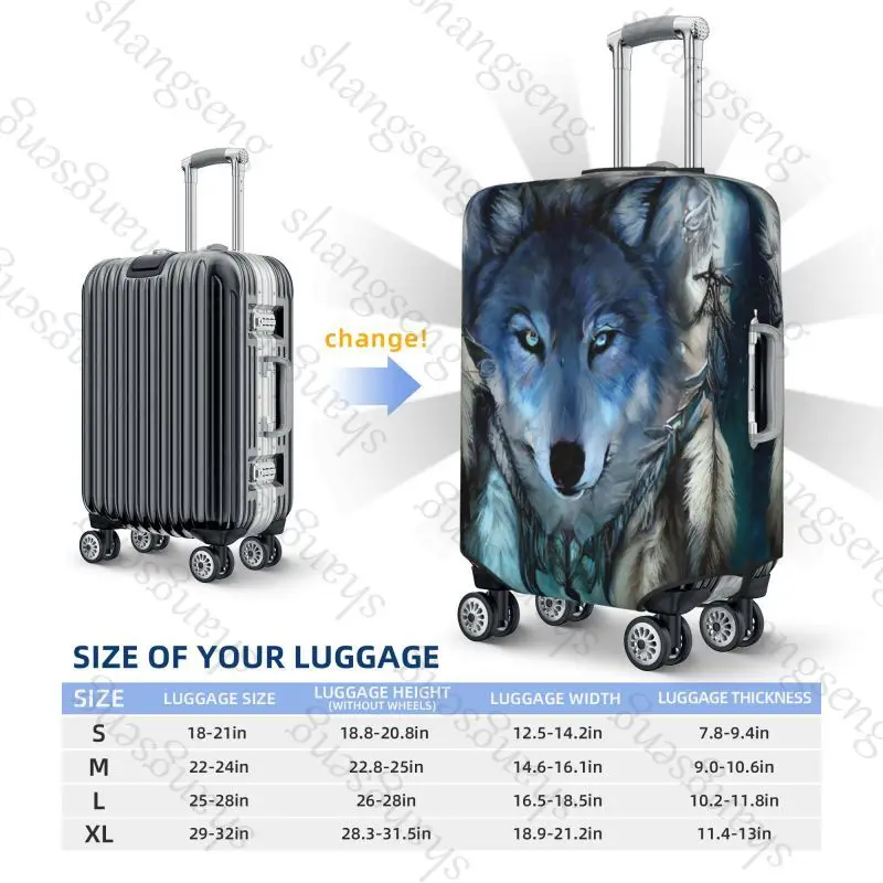 Galaxy Wolf Dreamcatcher Travel suitcase protective case, suitcase cover, elastic protection, washable Luggage cover, 18-32 in