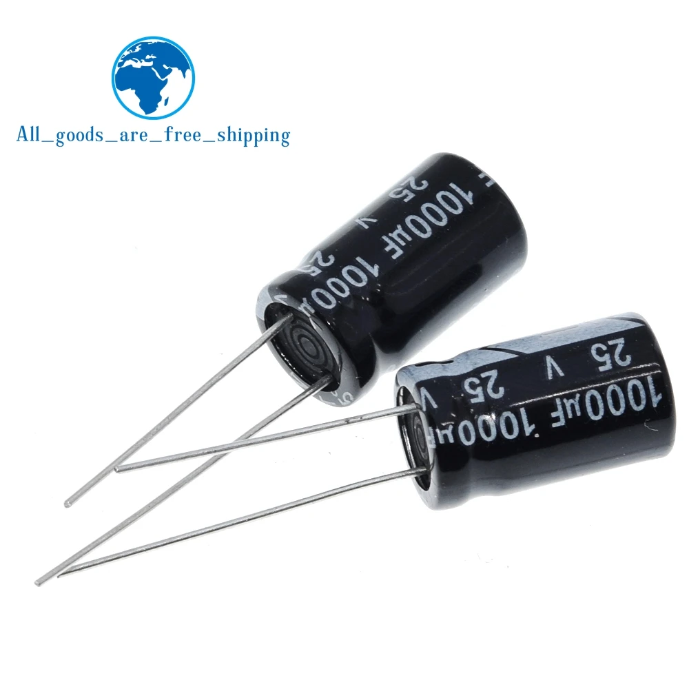 TZT 10PCS Electrolytic capacitors 25V 1000UF 1000UF/25V 10 * 17MM