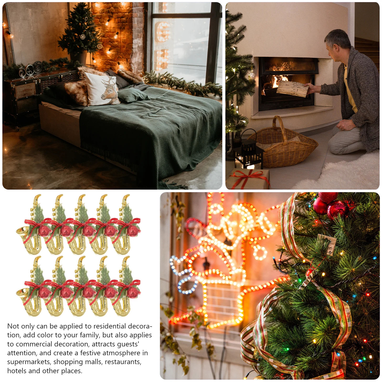 

10 Pcs Saxophone Hanging Decoration Christmas Tree Ornaments Decorations Musical Decorative Instruments for