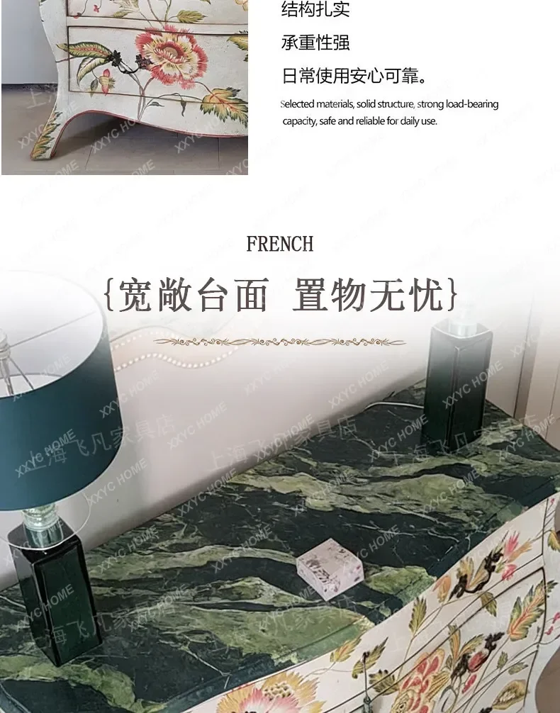 M32 retro hand-painted flower pattern locker entrance living room storage cabinet decorative cabinet