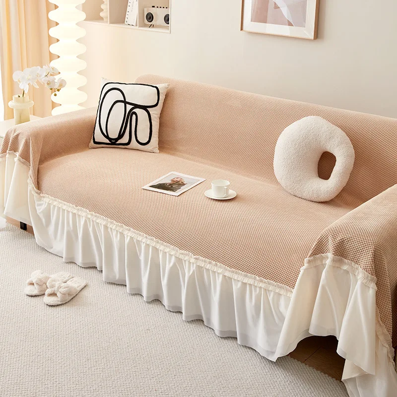 

Thick Sofa Towel Warm Plush Sofa Covers Non-slip Lace Skirt Edge Quilting Chair Couch Cushion Seat Lace Pad for Living Room Mat