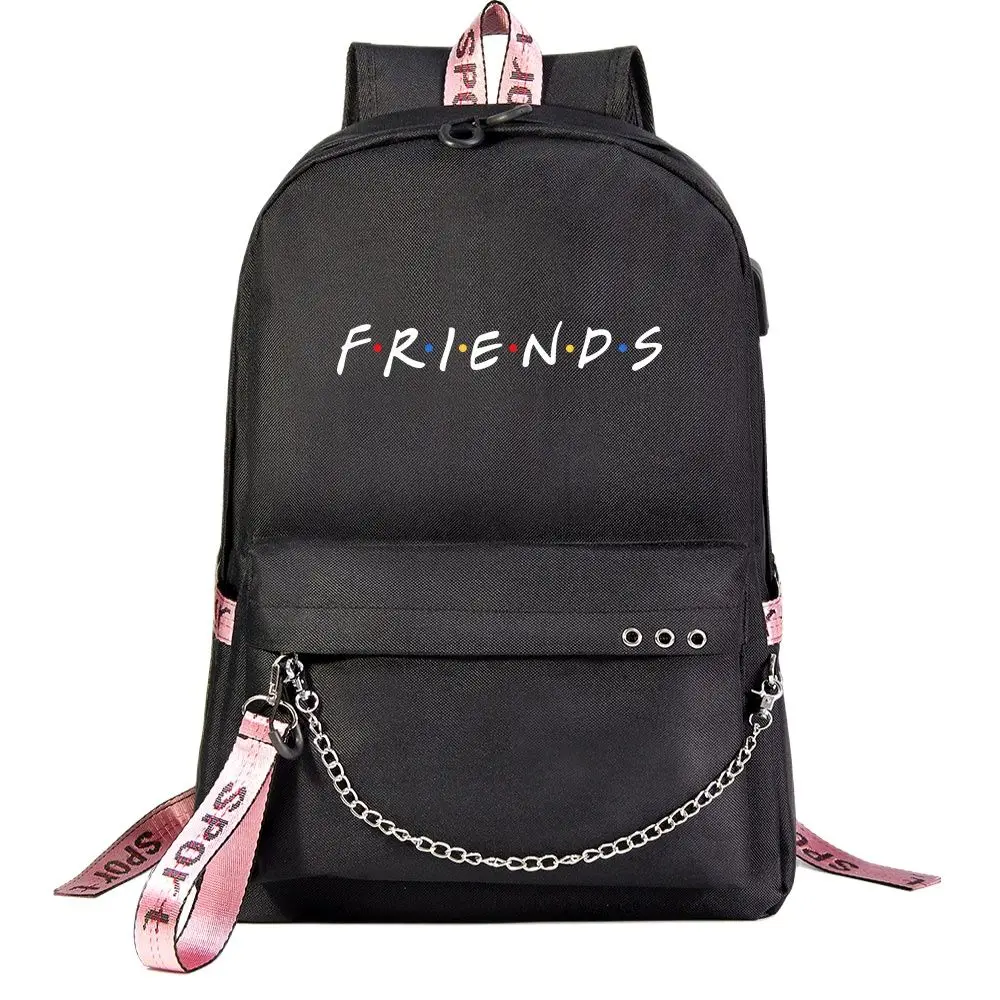 

New Cute Friends Boys Girls School Book Bags Women USB Laptop Backpack Canvas Men Bagpack Packsack Bookbag