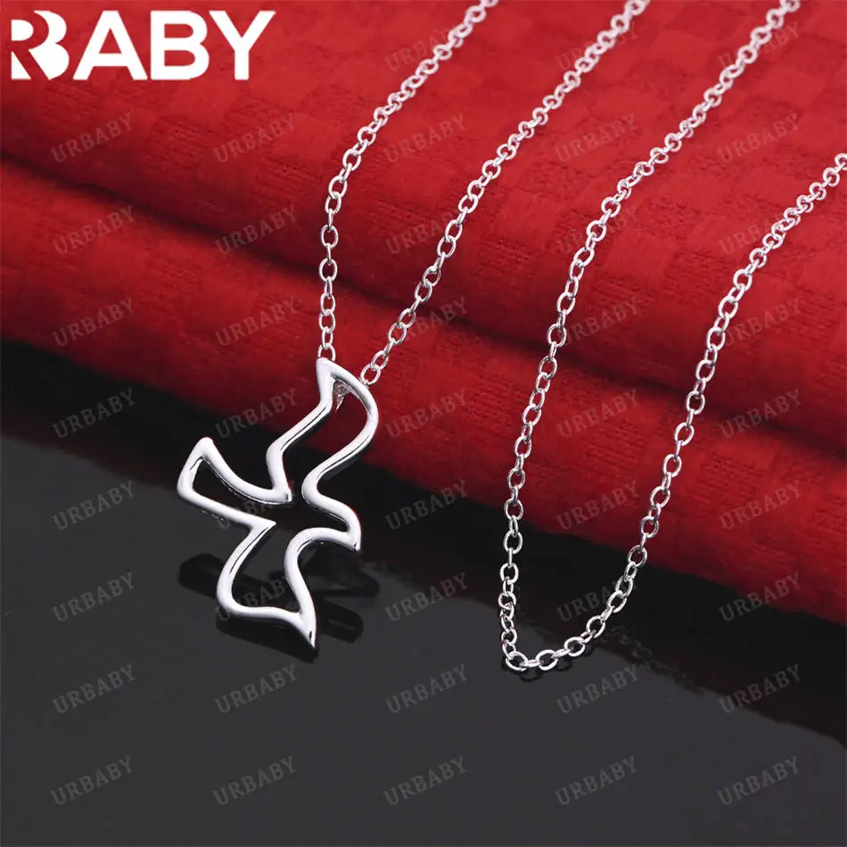 

URBABY 40-75cm 925 Sterling Silver Pigeon Pendant Necklace Chain For Woman Man Fashion Charm Wedding Party Jewelry Gifts