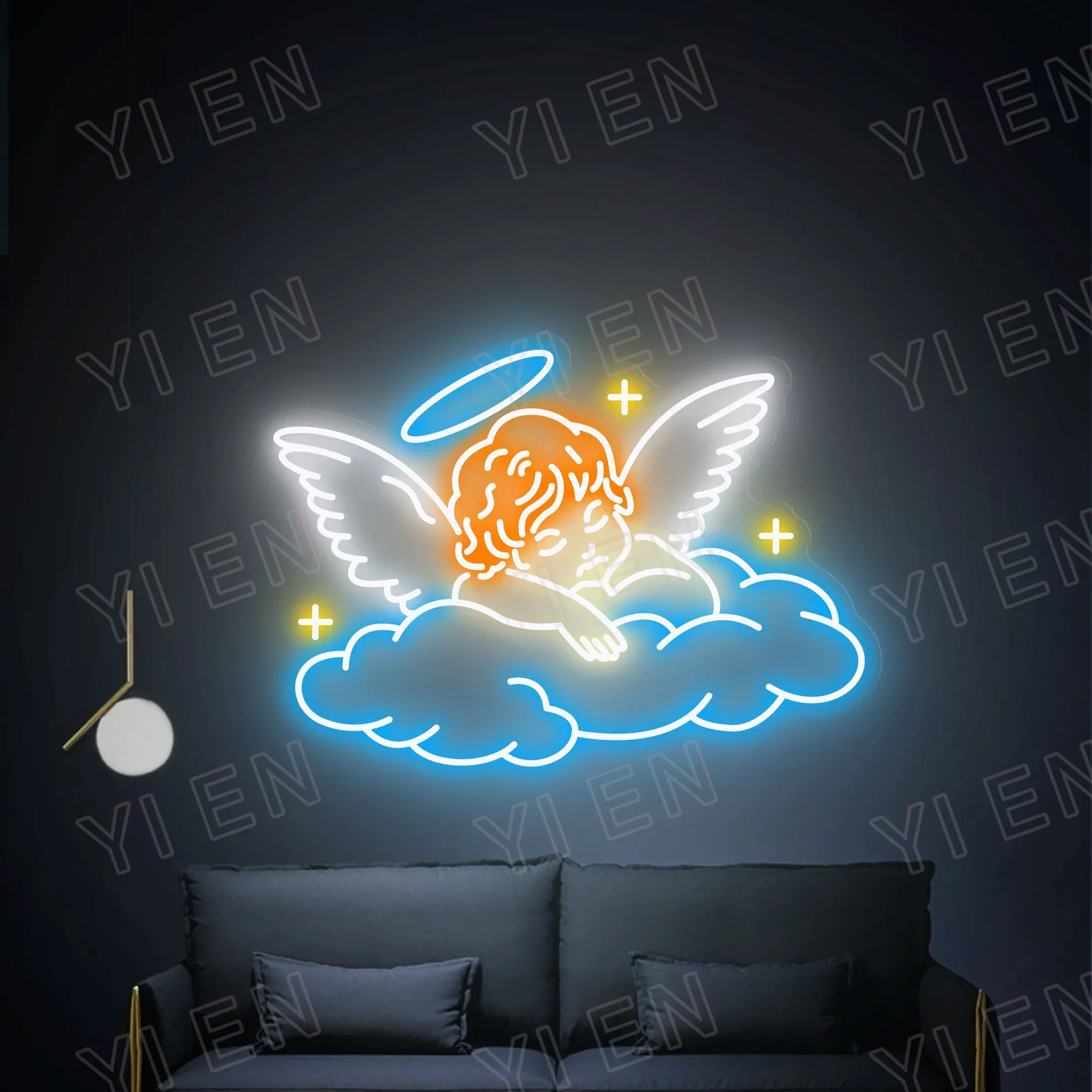 Znak Neon Led anioła, neonowy znak kąta spania, lampa neonowa kąta, sztuka Neon Led, wystrój imprezy, standardowy znak neonowy, personalizowane prezenty