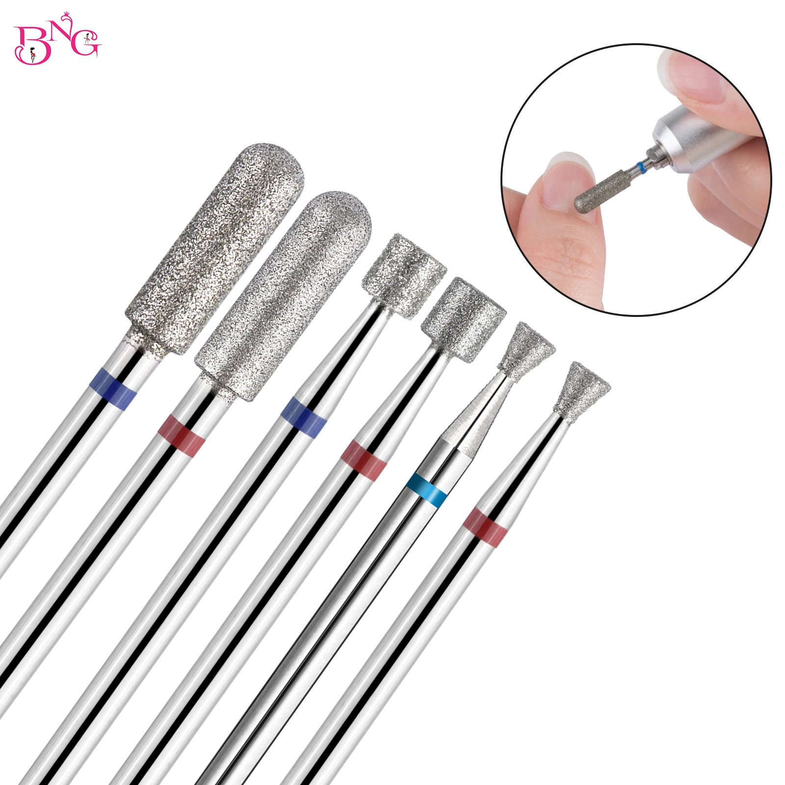 BNG Diamond Nail Drill Bit Cutters for Manicure Cuticle Clean Burr Flat Head Cuticle Drill Bit for Nails  Accessories Tools