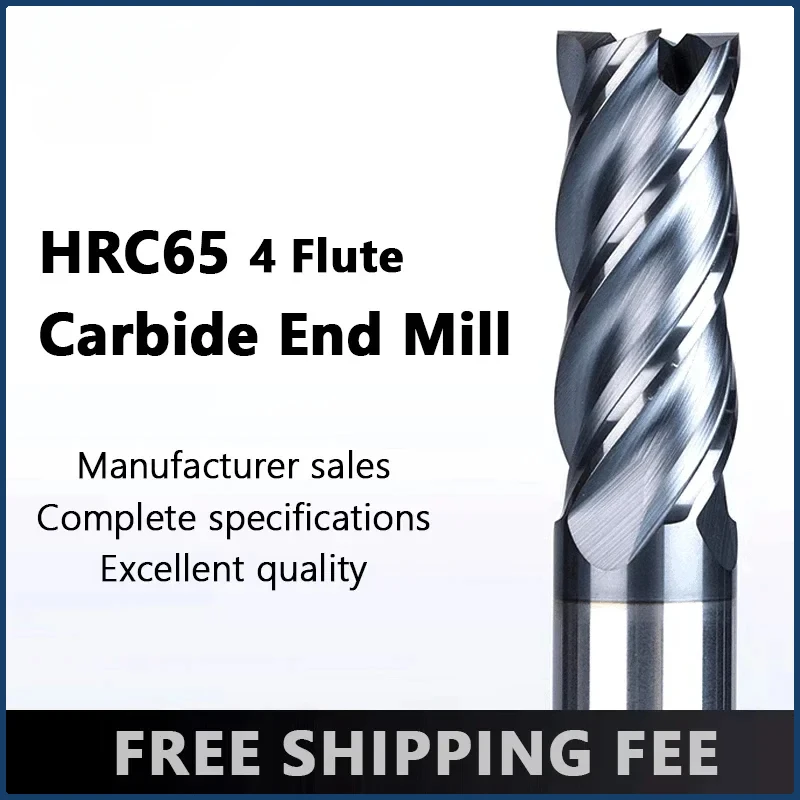 

HRC65 CNC Carbide End Mill Tungsten Cutter TiALN Coated 4 Flute 68 12 Shank Metal Steel Machining Tool Router Bit Milling Cutter