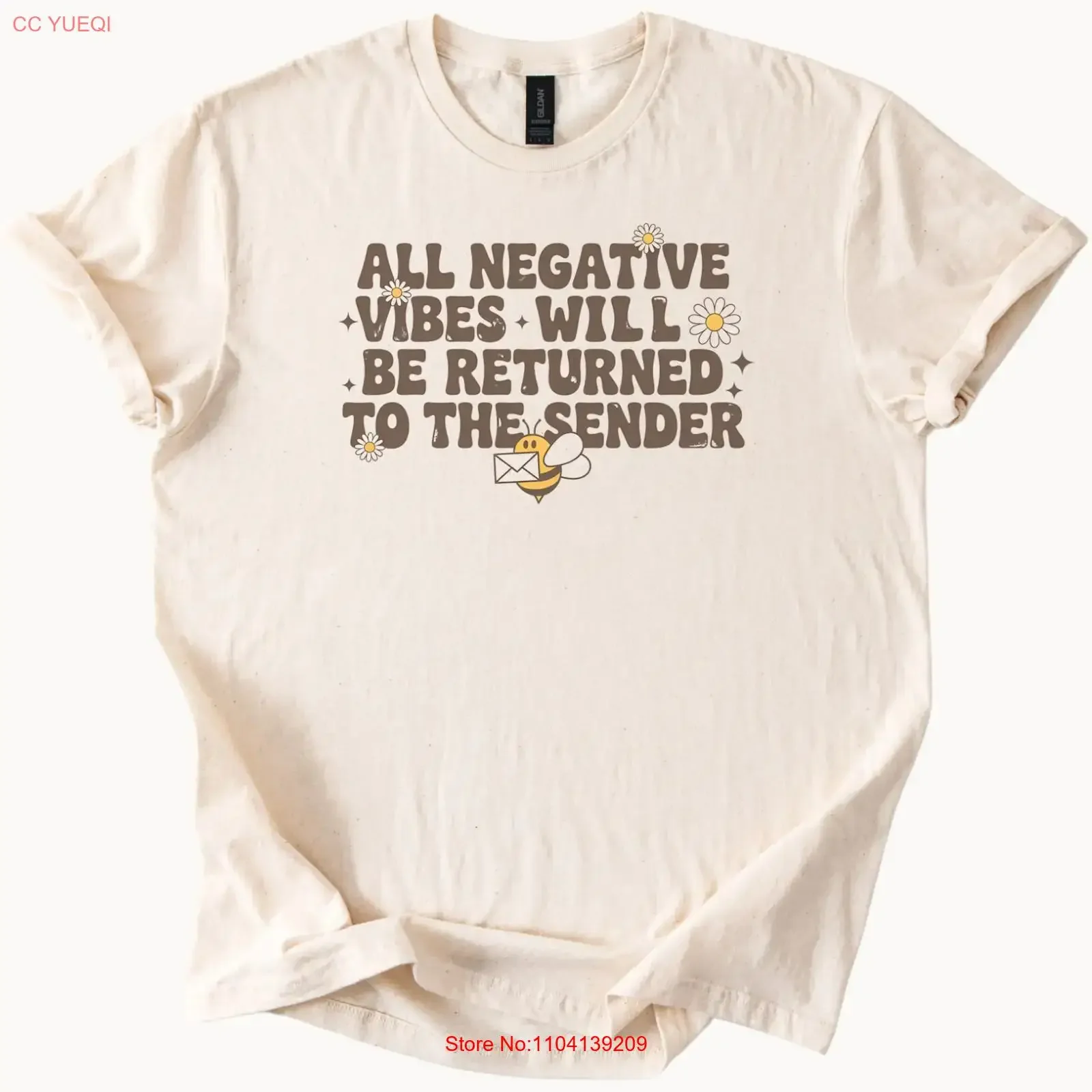 All Negative Vibes T Shirt Daisy Bee Envelope Return to Sender vintage Washed Soft Top For Everyday Wear streetwear