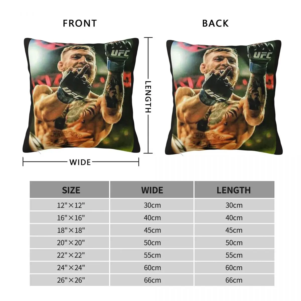 Conor Mcgregor Square Pillowcase Polyester Linen Velvet Pattern Zip Decor Sofa Seater Cushion Case