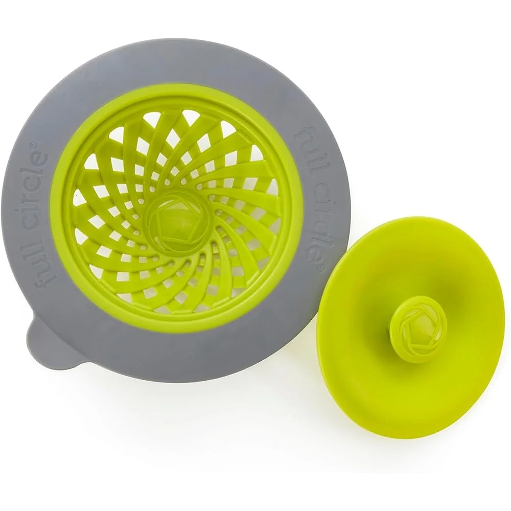 2-in-1 Sink Drain Strainer Stopper Anti-Clog Design Flexible Rim Perfect Seal Fits Most Drains Easy to Use Plastic