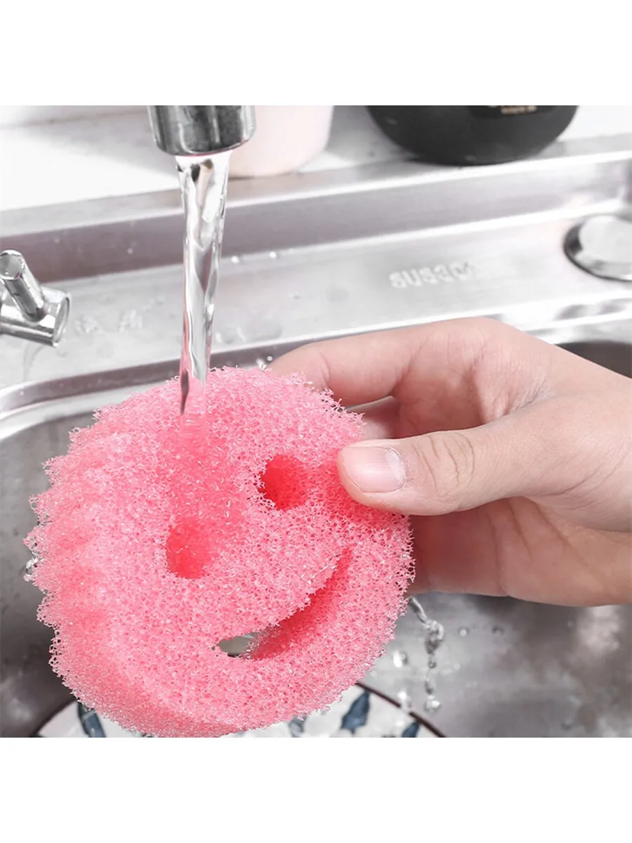 5pcs Smiling Face Magic Cleaning Wipe Kitchen cleaning tools dish washing brush For kitchen