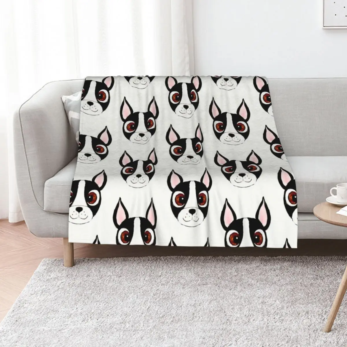 Boston Terrier Cartoon Throw Blanket Stuffeds blankets ands Single Hairys Soft Plush Plaid Camping Blankets