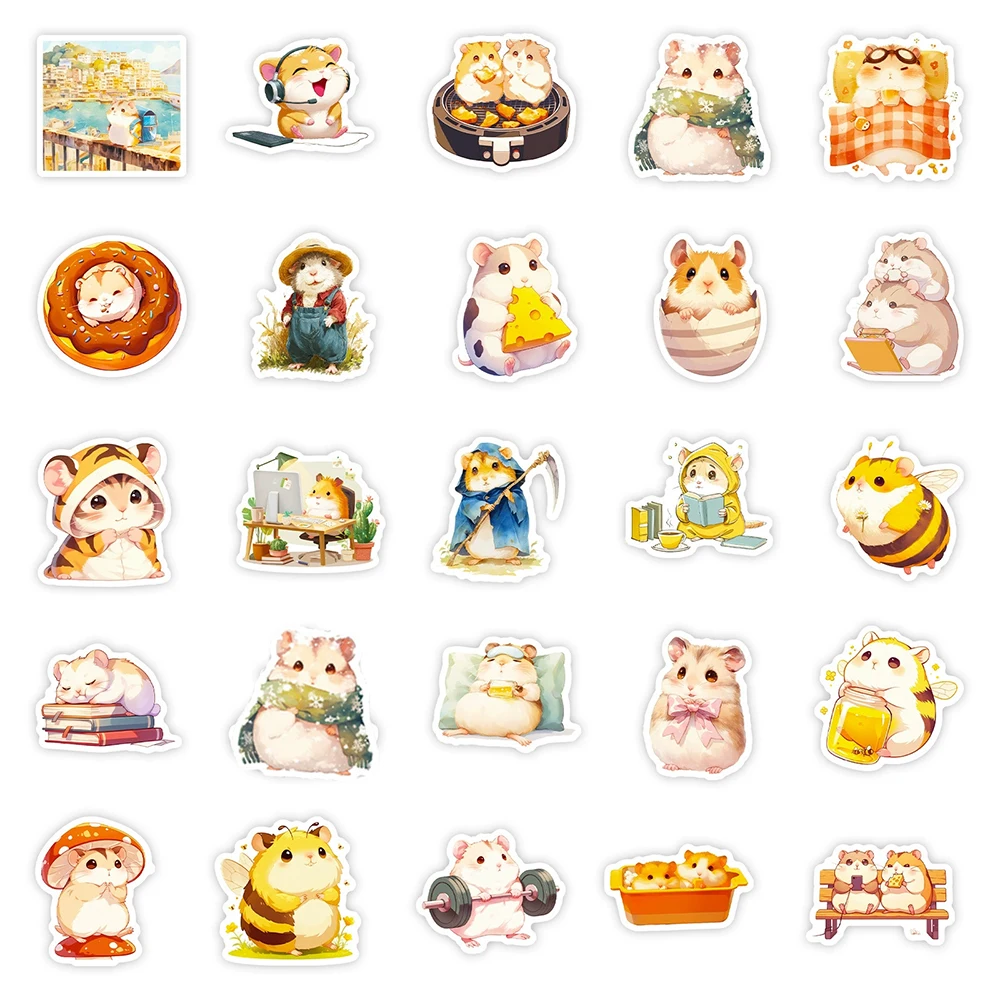 

10/30/56pcs Super Cute Animals Hamster Cartoon Stickers Funny Graffiti Sticker Scrapbook Notebook Phone Case Decals Decoration