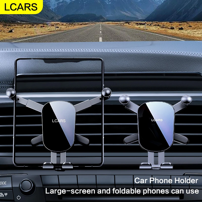 

New Car Air Vent Foldable Phone Holder Universal Gravity Lock Dashboard Mount For Large Screen Mobile Device Cellphone Bracket