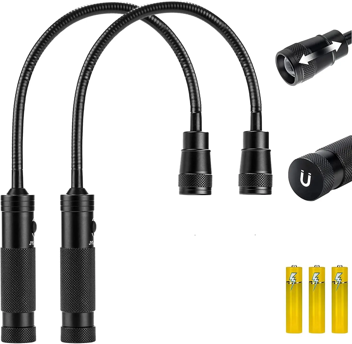 

Набор из 2 светодиодных рабочих фонарей, 500 люмен, с гибким магнитным креплением, зуммируемый, водонепроницаемый, для стройплощадки