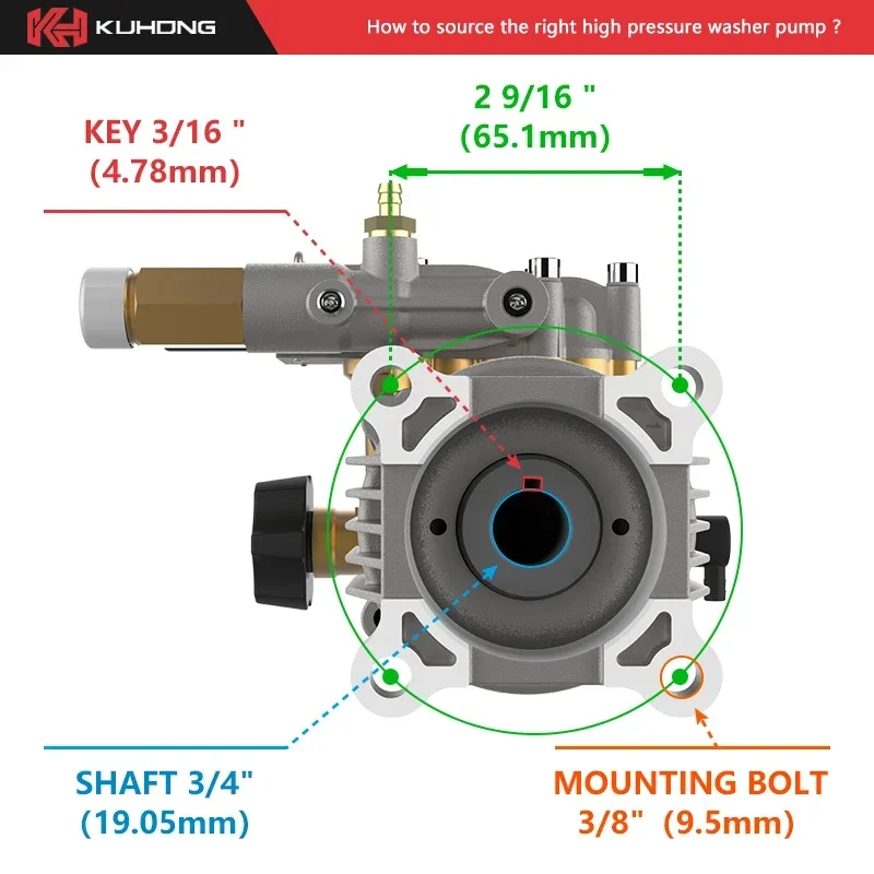 KUHONG 200BAR Axial Pump Horizontal Pressure Washer Pump Universal Pump For Washing Machine