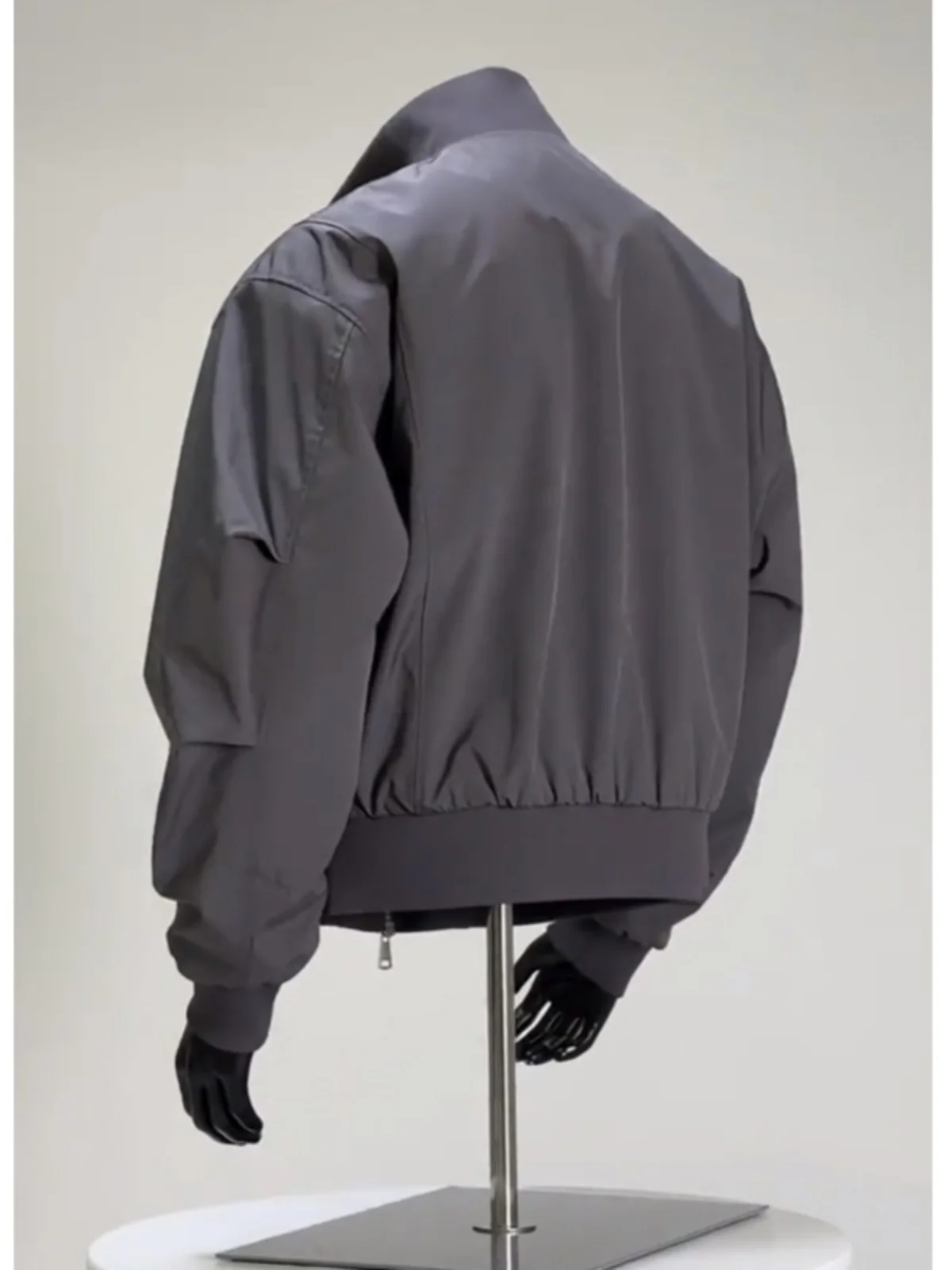 Men's 2025 Spring New Short American Style Solid Color Stand-up Collar Pocket Decorative Zipper Baseball Clothes Flight Jackets