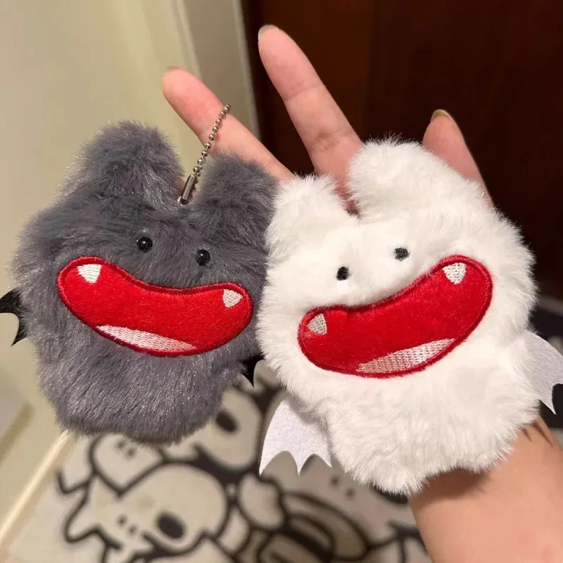 

10cm Bat Plush Toys Keychain Cute White Black Cartoon Bat Animal Stuffed Doll Soft Keyring Bag Ornaments Gifts