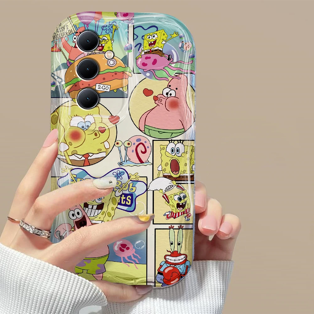 Cute SpongeBobs SquarePants 3D Wave Case For Xiaomi Redmi 13C 12 12C 10 10C 9 9C A1 A2 K50 Note 13 12 11 10 Pro Plus 4G 5G Cover