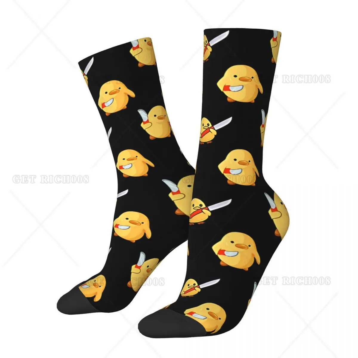 Happy Men's Socks Duck With Knife Retro Street Style Casual Pattern Crew Crazy Sock Gift Printed