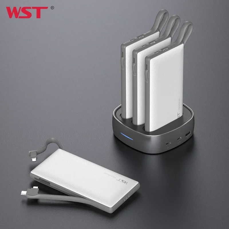 WST Factory Price Power Banks Assembly 10000mah Power Bank Dock Station Built in Cable