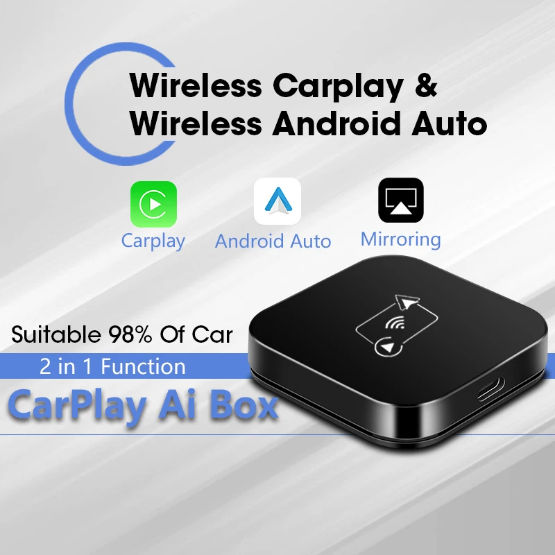 Mini Box Wired To Wireless Carplay Android Auto BT 2In1 for VW Toyota Mazda Nissan Suzuki Subaru Citroen Mercedes Kia Ford Opel