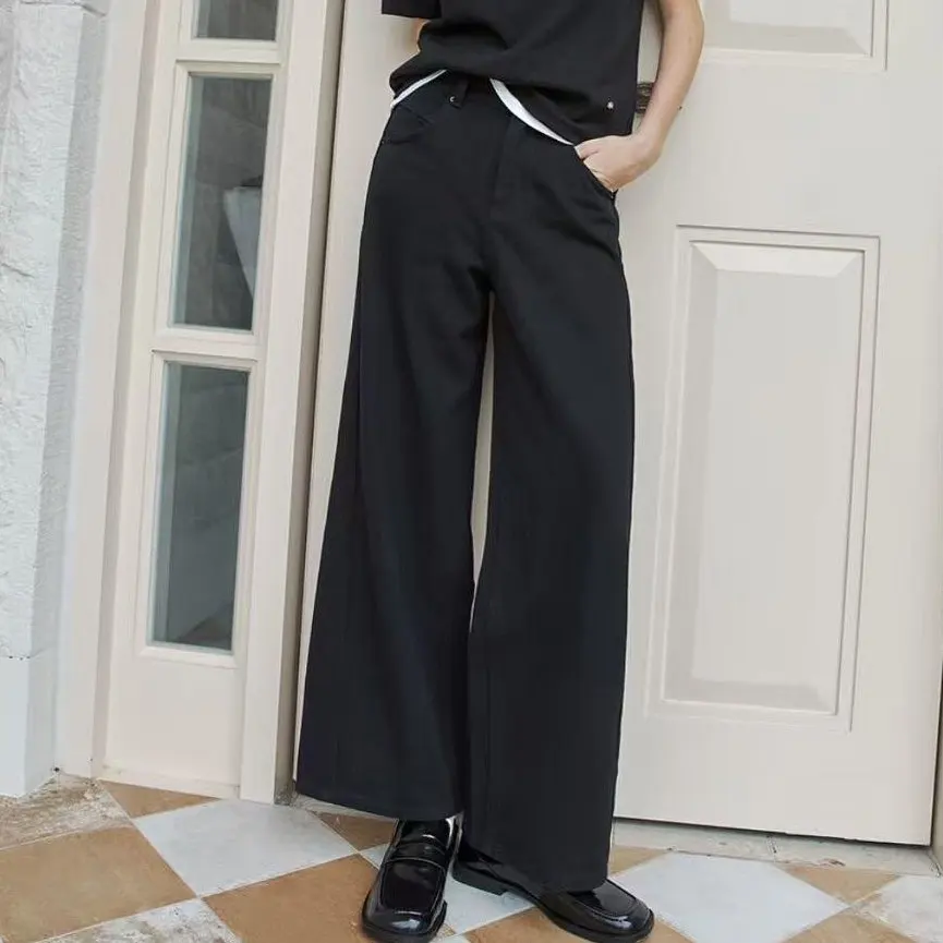 

Casual High Waist Wide Leg Jeans Loose Fit Long Pants Spring Collection Awei Clothing GUSS Brand Women's Faion Denim