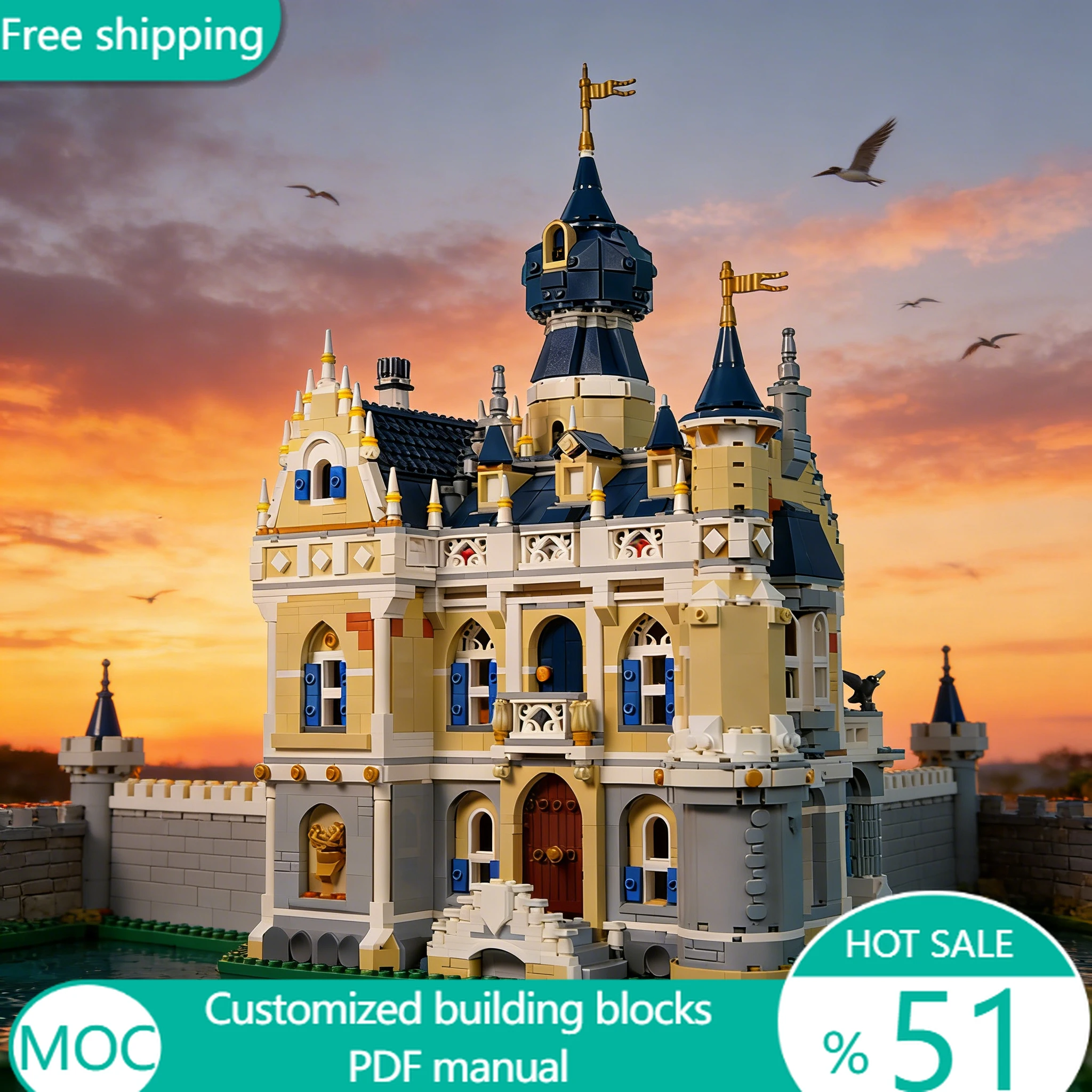 

3506 деталей: Средневековая городская ратуша на заказ — альтернатива 71040 MOC, модульный конструктор, игрушка для мальчиков, подарок на праздник