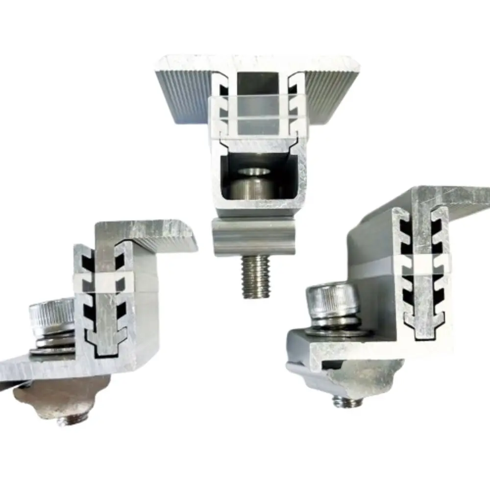 

4Pcs Adjustable Solar Panel Clamps Aluminum Side Pressure Solar End Mid Clamp Kit Durable Medium Pressure