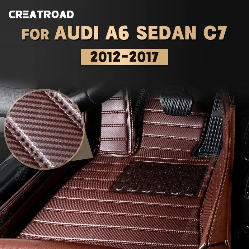 

Custom Carbon Fibre style Floor Mats For AUDI A6 C7 Sedan 2012-2017 13 14 15 16 Foot Carpet Cover Auto Interior Accessories