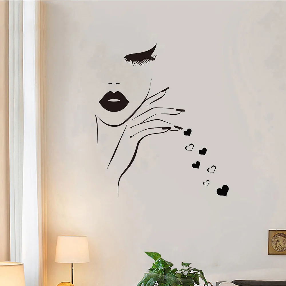 Wall Decal Beauty Salon Manicure Nail Salon Hand Girl Face Vinyl Sticker Home Hairdresser Hairstyle Wall Sticker Decor Product