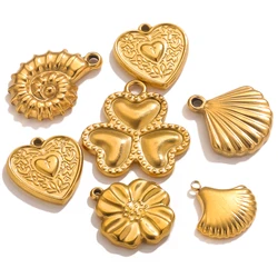 5pcs Stainless Steel Spiral Shell Peach Heart Love Earrings Making Supplies Charms Gold Plated Connectors for Diy Jewelry Making