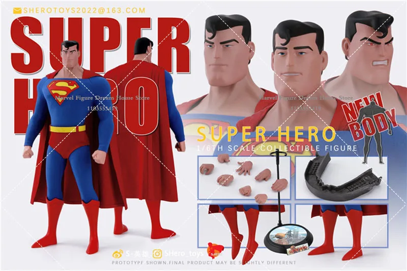 Figura de acción de S HERO SH004 1/6, Super Hero, Detective Comics, hijo de Krypton, Superman, juego completo, 12 ", modelo, versión animada