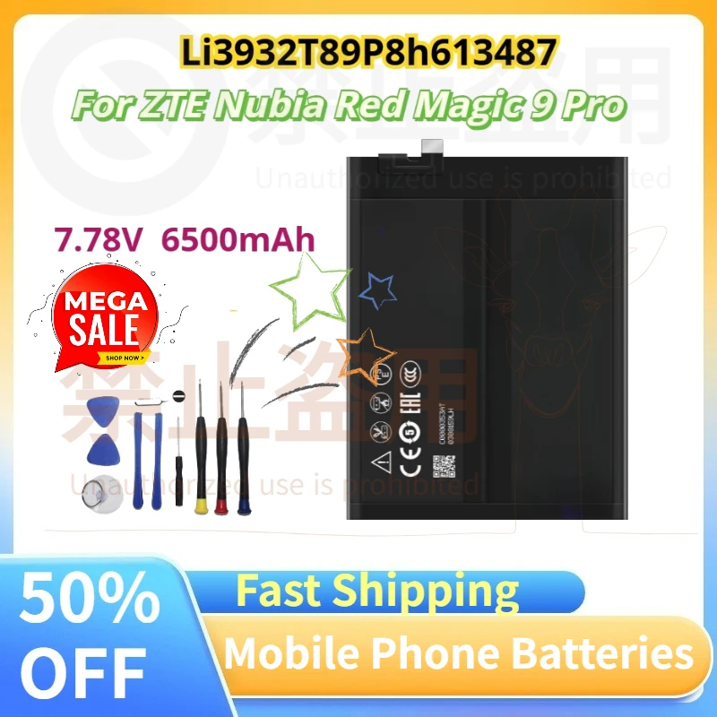 

Li3932T89P8h613487 7.78V 6500mAh High Quality Reliable Efficient Phone Battery for ZTE Nubia Red Magic 9 Pro Smart Phone