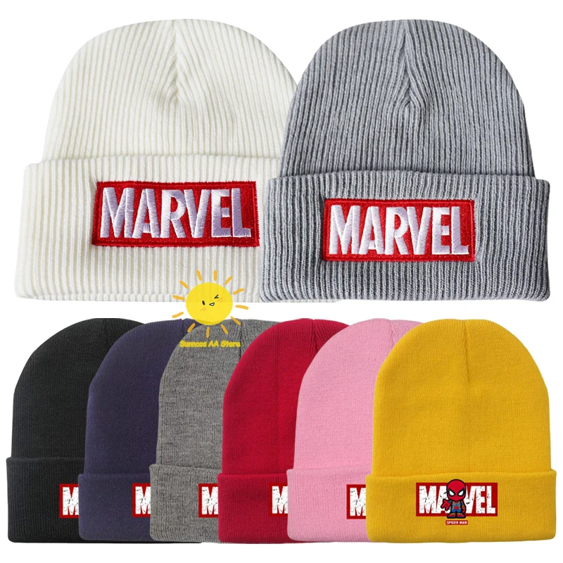 BEAST KINGDOM Marvel Spider Man Beanie Hats Man Dead-pool Knitting Hat Kpop Thermal Elastic Men Unisex Caps for Adult Unisex Kid