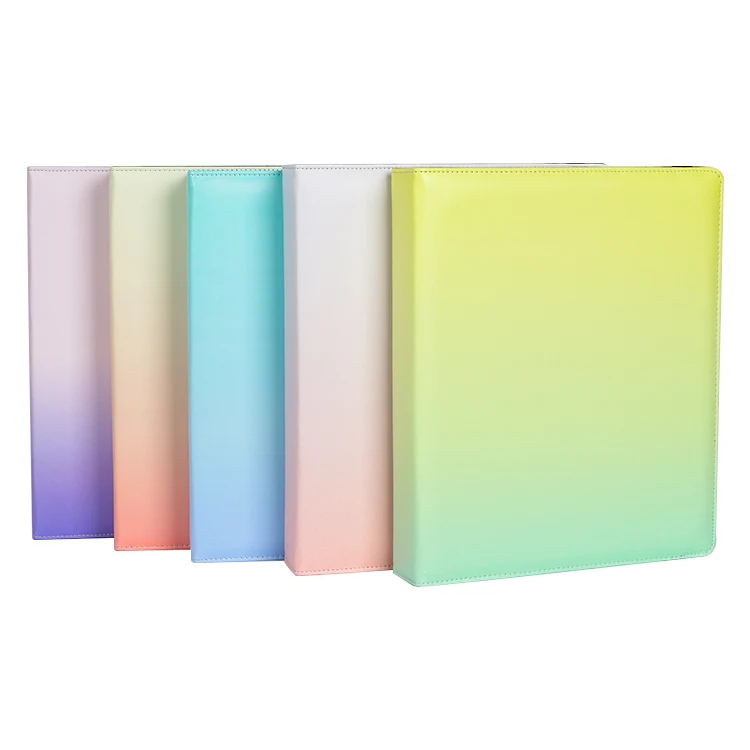 

Lovely Gradient Binder A4 Large Photocard Holder with Elastic Band 3Hole D Ring Photo Card Collect Book PU Leather Kpop 포카 바인더