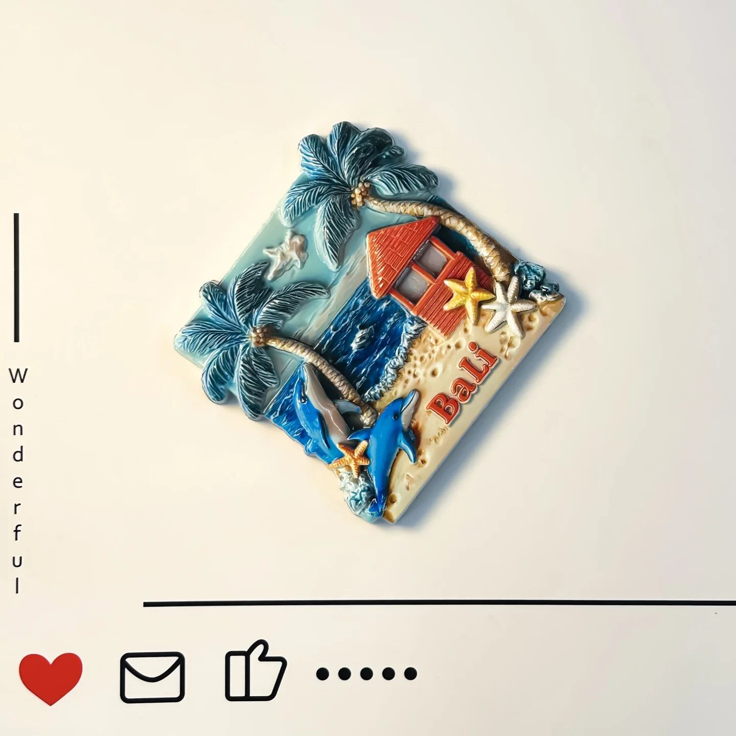 Indonesia, tourist destination, Bali, seaside scenery, creative decorative souvenirs, refrigerator stickers