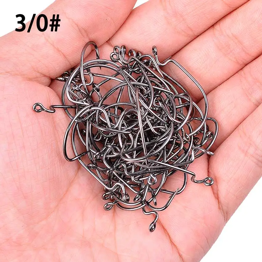 10pc/ Box Fishing Hook Set Wide Crank Hook Offset Fishhook for Soft Worm Lure Fish Barbed Hook carp Fishing Hooks Tackle